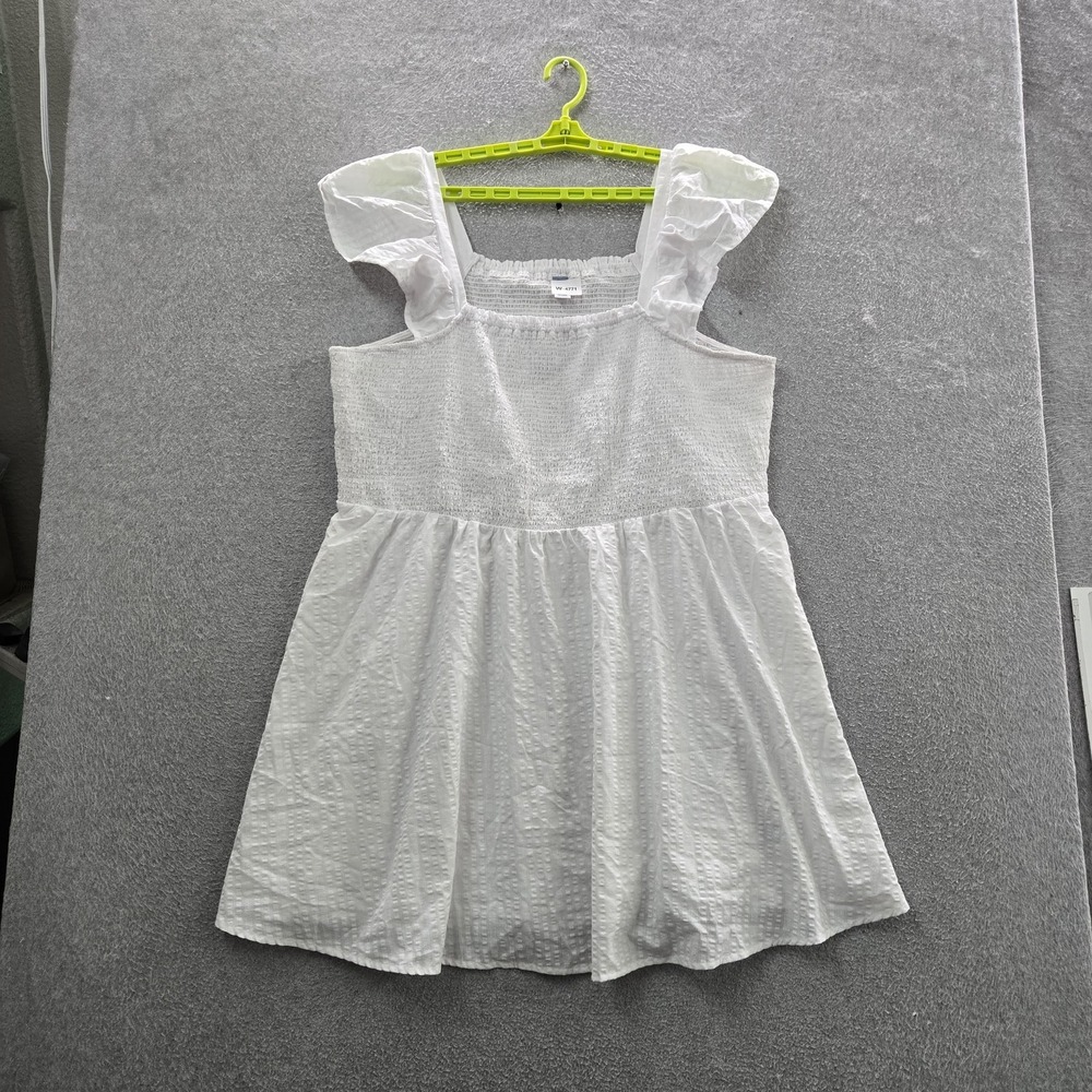 Old Navy Women Dress XXL White Fit & Flare Milkmaid Coquettecore Ruffle Short‎